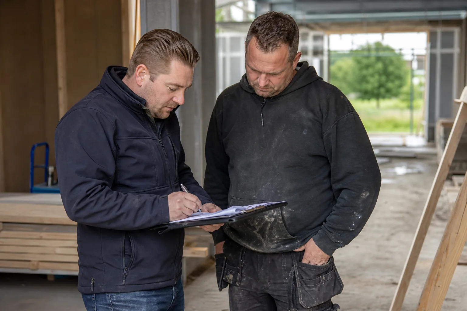Werk op een Nederlandse bouwplaats. Beeld bij het artikel: Wat controleert u tijdens een werkplekinspectie op de bouwplaats en wat legt u vast?