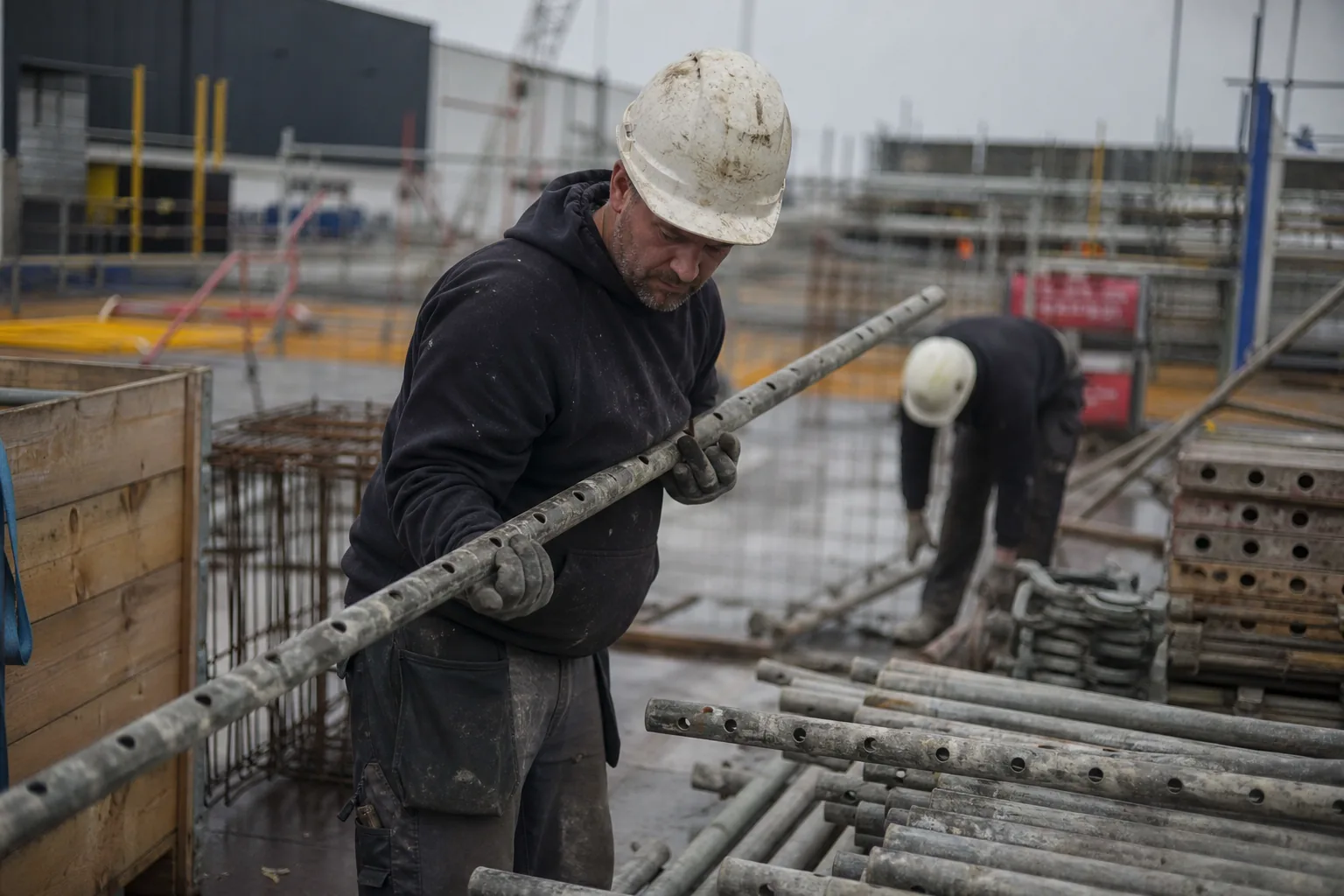 Werk op een Nederlandse bouwplaats. Beeld bij het artikel: Welke fouten maken bouwbedrijven het vaakst in hun veiligheidsregistratie op de bouwplaats?